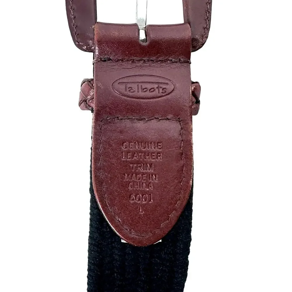 Talbots Vintage leather and fabric belt size large
